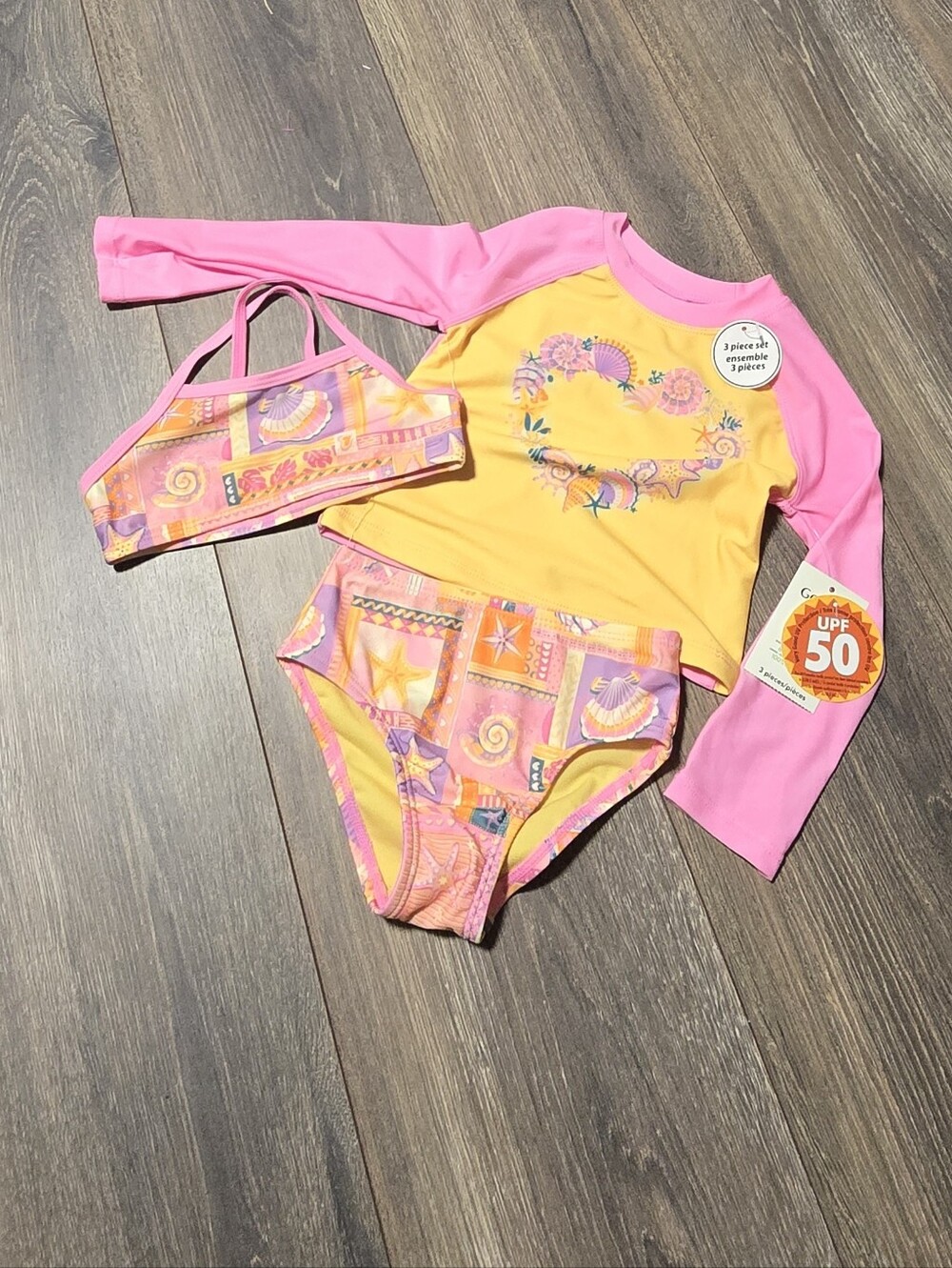 George NEW 3pc Toddler Bikini Beach Starfish Pattern Long Sleeve Cover Up Size 2